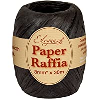 Eleganza 8 mm x 30 m bobinas de Rafia Rango de medición de o para Hacer Manualidades y de Regalo- No. 20 Negro